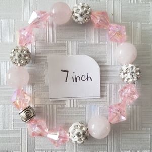 7 inch fashion bracelet with rose quartz beads